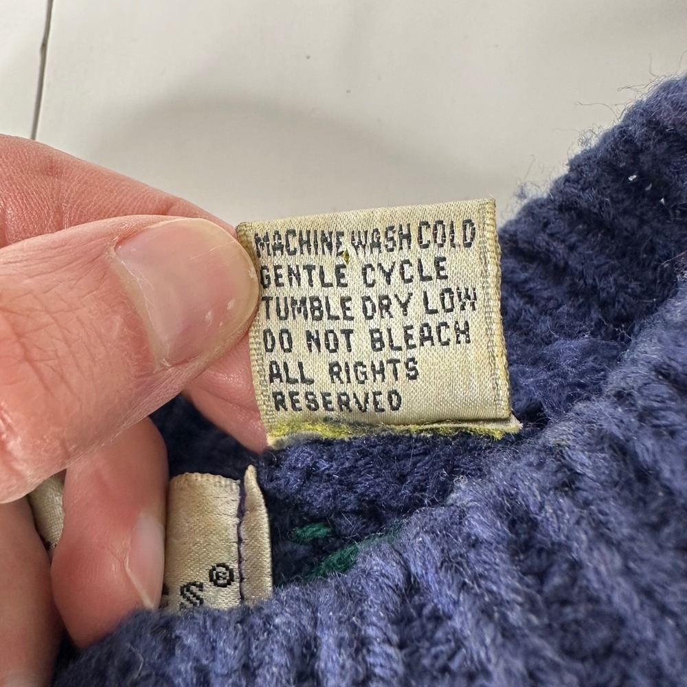Northern Isles Cardigan Blue Gold Buttons ABC Schoolhouse Teacher Vintage Sz XL - Picture 8 of 16